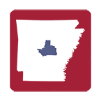 Graphic of the state of Arkansas with central Arkansas highlighted.