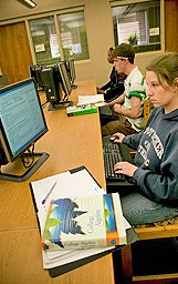 Students in the library